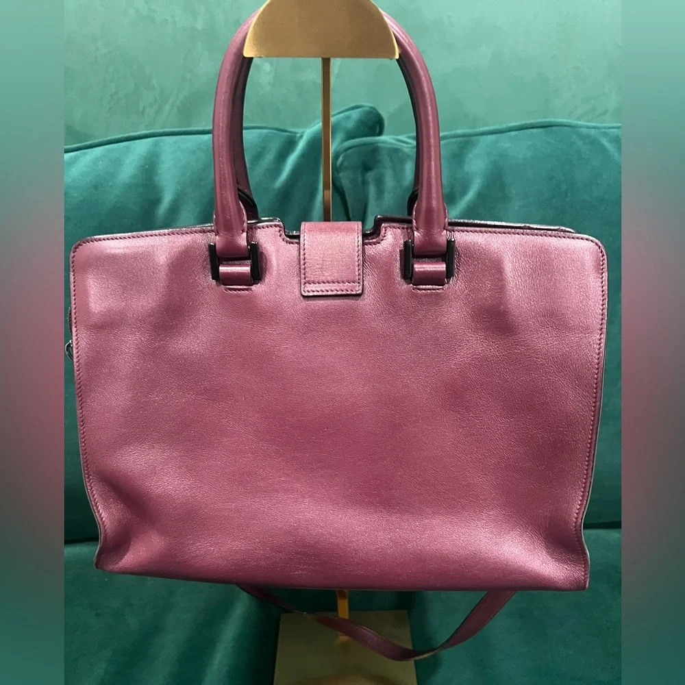 Yves Saint Laurent Cabas Maroon Leather Bag - Picture 9 of 10